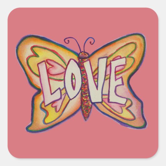 Stickers d'autocollants de papillon rose Love Word (Devant)
