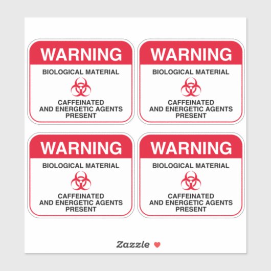 Stickers d'avertissement à la caféine (ronde) (Feuille)