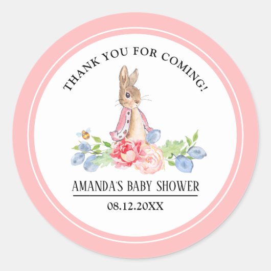 Stickers de Baby shower de lapin doux Favoriser le (Devant)