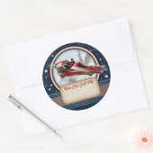 Stickers de balise Red Retro Rocket Name (Enveloppe)