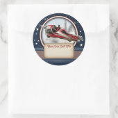 Stickers de balise Red Retro Rocket Name (Sac)