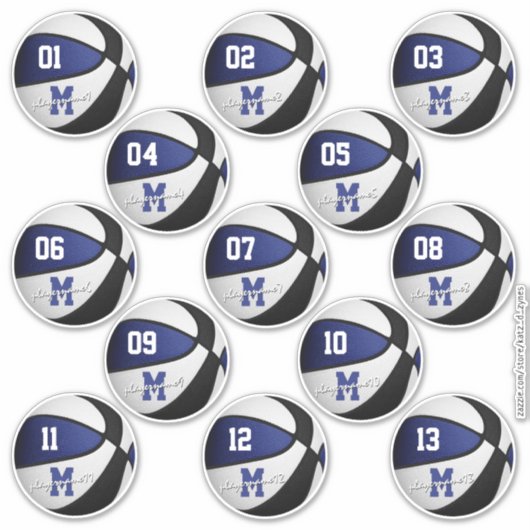 stickers de basket bleu noir pour 13 membres de l' (Devant)