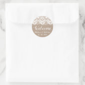 Stickers de bienvenue Mariage Burlap et dentelle,  (Sac)