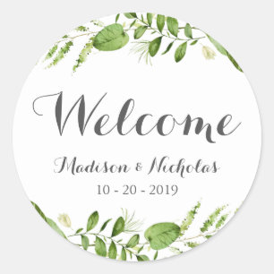 Stickers de bienvenue Mariage de couronne verte, F