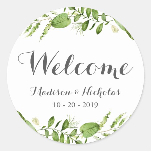 Stickers de bienvenue Mariage de couronne verte, F (Devant)