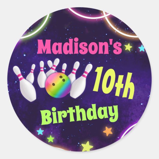 Stickers de Bowling Anniversaire Tour ou Carré (Devant)