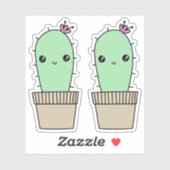 stickers de cactus style kawaii Cute (Feuille)