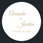 Stickers de calligraphie or simple<br><div class="desc">Cet autocollant simple en calligraphie dorée apporte une élégante touche de luxe mais moderne à la fois minimaliste et plus traditionnel ou officiel mariage ou les mailings et les faveurs d'événements. La calligraphie décontractée permet une atmosphère antique, tandis que le design neutre et élégant peut être combiné avec tous les...</div>