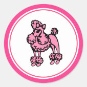 Stickers de caniche français rose rétro (Devant)