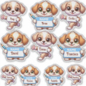 Stickers de carte Kawaii Puppy Name (Devant)