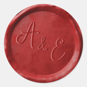 Stickers de cire Mariage rouge Monogramme