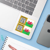 Stickers de code QR moderne du Pays de Galles, dra (Ordinateur portable avec iPhone)