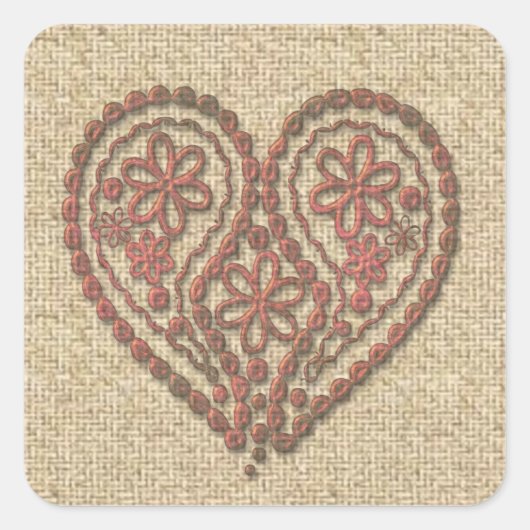 stickers de conception de burlap coeur rouge (Devant)