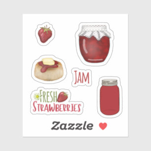 Stickers de confiture de fraises