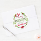 Stickers de couronne de Noël avec Poinsettia (Enveloppe)