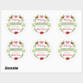Stickers de couronne de Noël avec Poinsettia (Feuille)