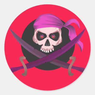 Stickers de crâne pirate rouge et violet