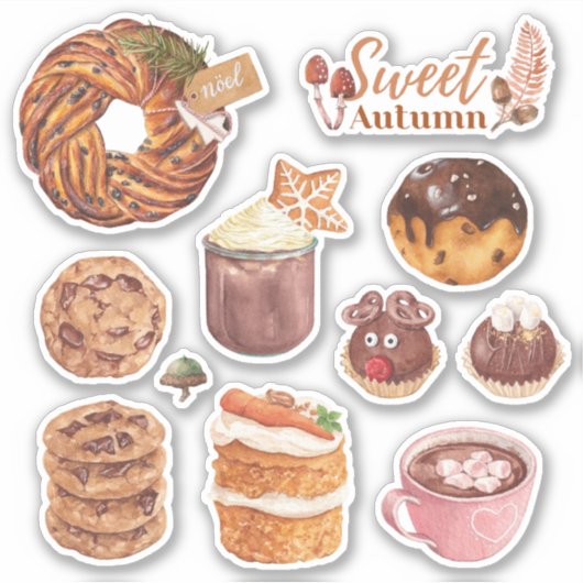 Stickers de cuisson d'automne aquarelle (Devant)