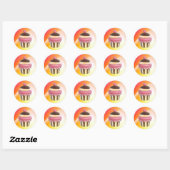 stickers de cupcake rose chaud et chocolat (Feuille)