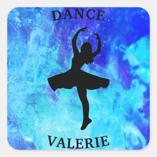 Stickers de danse Galaxy bleu filles avec nom (Devant)