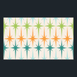 Stickers de début géométrique vintage<br><div class="desc">Vintage. Géométrie. Les débuts. Si vous aimez l'un de ces mots, ces Stickers de Starbursts géométriques Vintages rétro sont pour vous. Ce design moderne du milieu du siècle présente un arrière - plan crème avec des rangées d'étoiles turquoise, vert citron, orange et turquoises. Ce design mod s’associe à merveille avec...</div>