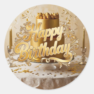 Stickers de decal Joyeux Anniversaire Métallic Or