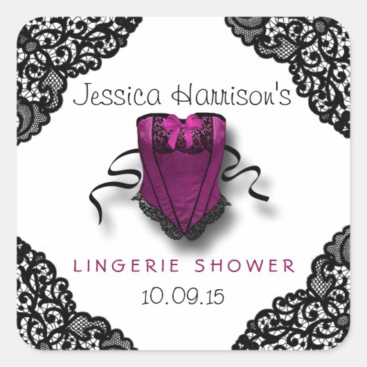 Stickers de douche en dentelle rose et noire (Devant)