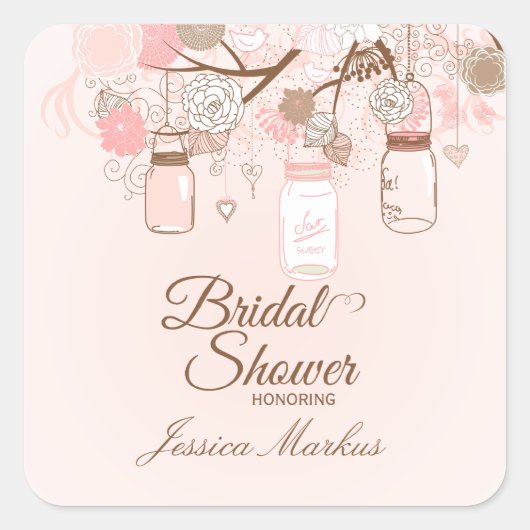 stickers de douche nuptiale fleurie en pot de maso (Devant)