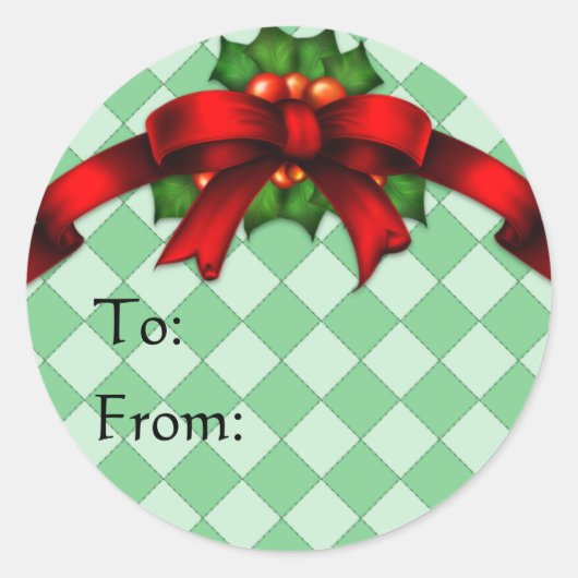 Stickers de étiquette cadeau Red Bow et Holly (Devant)