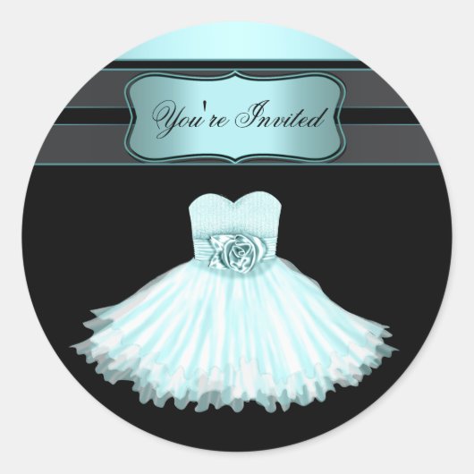 Stickers de fête d'anniversaire bleu turquoise (Devant)