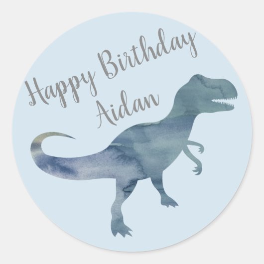 Stickers de fête d'anniversaire Blue Dinosaur (Devant)