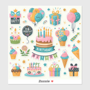 Stickers de fête d'anniversaire colorés"