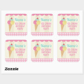 Stickers de fête d'anniversaire crème glacée rose (Feuille)