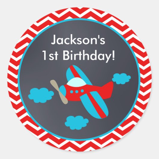 Stickers de fête d'anniversaire de l'avion (Devant)