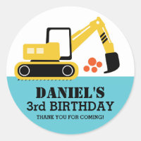 Stickers de fête d'anniversaire de l'excavatrice p
