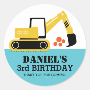 Stickers de fête d'anniversaire de l'excavatrice p
