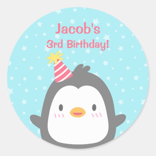 Stickers de fête d'anniversaire de Little Penguin (Devant)