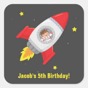 Stickers de fête d'anniversaire garçon à Rocket Sh