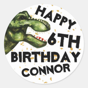 Stickers de fête d'anniversaire T-Rex Dinosaur