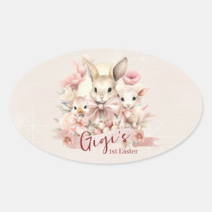 Stickers de fête de lapin, poussins et agneaux per
