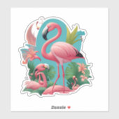 Stickers de Flamant rose de Vibes tropicales pour  (Feuille)