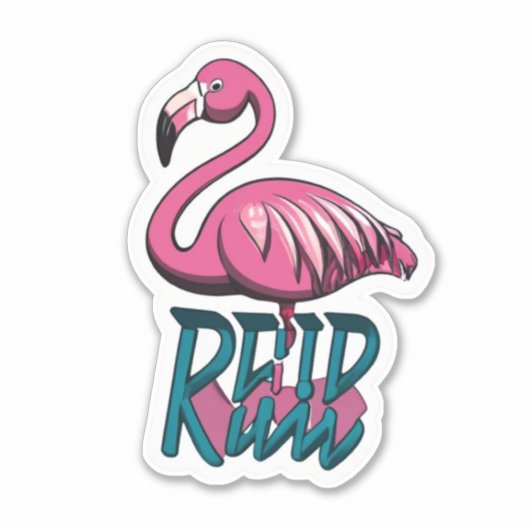 Stickers de Flamant rose un coup de rose à votre m (Devant)