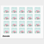 Stickers de fleurs à la menthe et rose (Feuille)