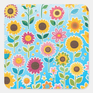 Stickers de fleurs joyeux pour enfants
