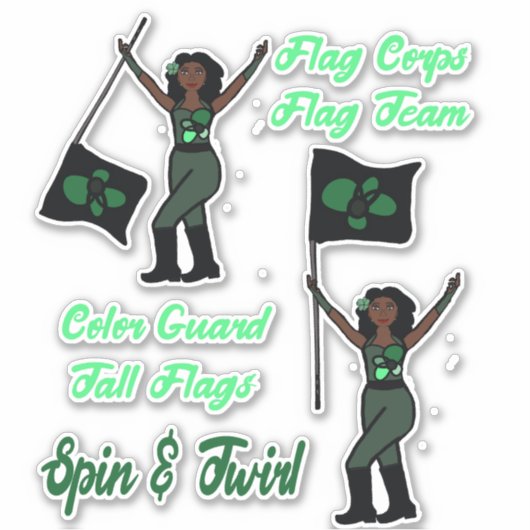 Stickers de garde couleur drapeau (Fleur verte) (Devant)