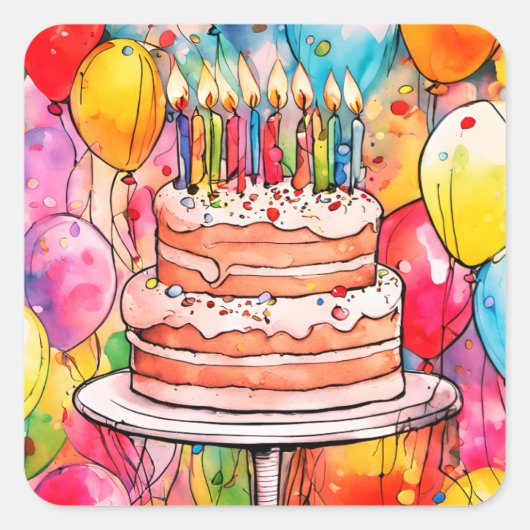 stickers de gâteau d'anniversaire ou scellés d'env (Devant)