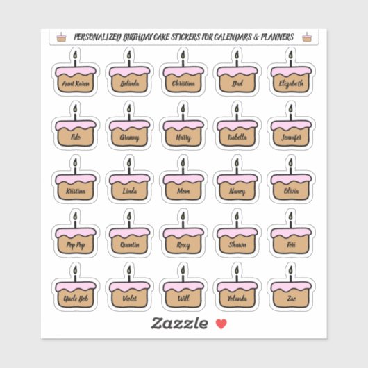 stickers de gâteau d'anniversaire pour calendriers (Feuille)
