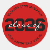 Stickers de graduation personnalisée rouge et noir (Devant)