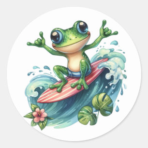 Stickers de grenouille à surf mignon
