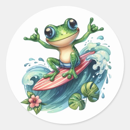Stickers de grenouille à surf mignon (Devant)